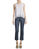 Cayden Denim Crop Pants, Rinse Wash