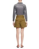 Awendy Ruffled Chambray Shirt, Gray