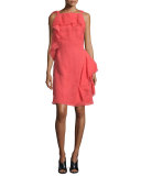 Sleeveless Ruffled Organza Dress, Berry