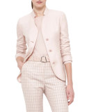 Single-Breasted Mock-Neck Jacket, Flamingo