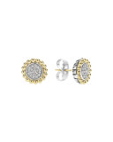 Pavé Diamond Caviar Button Earrings