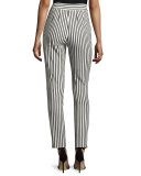 Emma Cabana-Stripe Denim Ankle Pants, Caviar/Bianco