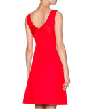 Sleeveless Cotton Overlay Dress, Scarlet