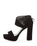 Getonup Suede Chunky-Heel Sandal, Black