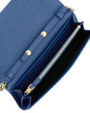 Saffiano Wallet on a Chain, Blue (Bluette)
