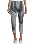 Strike Sounds Cropped Jogger Pants, Black/Gray Stripe