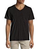 Raw Short-Sleeve V-Neck Tee, Black