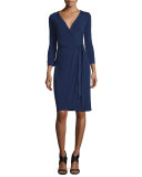 New Julian Two Matte Jersey Wrap Dress, Navy