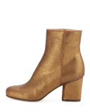 Metallic Suede 70mm Ankle Boot, Bronze