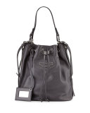 Papier Plate Side-Zip Bucket Bag, Gray