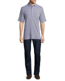 Straight-Leg Stretch-Denim Jeans, Indigo