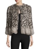 Cassidy Short Rabbit Fur Jacket, Salt/Pepper