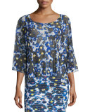 Floral-Print Maxi Poncho