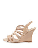 Iaggia Patent Wedge Sandal, Nude