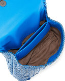 Baby Olimpia Snakeskin Shoulder Bag, Cobalt