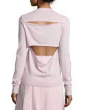 V-Neck Slash-Back Cashmere Sweater, Blush