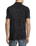 Flocked-Logo Faded Polo Shirt, Black