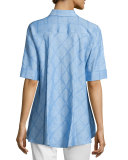 Penelope Grid-Print Blouse, Sail/Multi