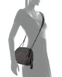 Molly Small Woven-Flap Messenger Bag, Dark Gray