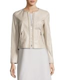 Benton Lightweight Lambskin Jacket, Taupe