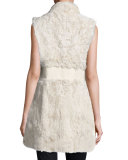 Lamb Leather-Trim Vest, White