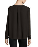 Rib-Trim Silk Sweatshirt