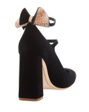 Lilia Bow Suede 100mm Pump, Black