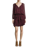 Paisley Georgette Ruffle Mini Dress