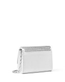 Yasmeen Small Studded Clutch Bag, Optic White/Palladium