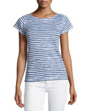 Striped Linen Button-Back Tee