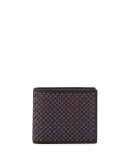 Multicolor-Dot Woven Leather Wallet, Chocolate