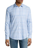 Plaid Long-Sleeve Sport Shirt, Blue