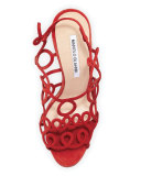 Gori Squiggly High-Heel Sandal, Red