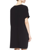 Kora Short-Sleeve Shift Dress, Black