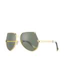 Embassy Cutoff Aviator Sunglasses, Gold/Gray