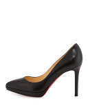 Pigalle Plato Leather Red Sole Pump, Black