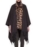 Fringe-Trim Cashmere Poncho, Date