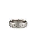 Gents Brick Pattern Platinum Wedding Band Ring, Size 10