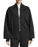 Scotia Zip-Front Bomber Jacket, Black