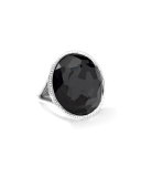 Stella Large Lollipop Ring in Hematite & Diamonds 