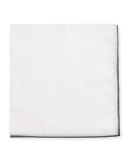 Solid Cotton Pocket Square with Contrast Border, White/Black