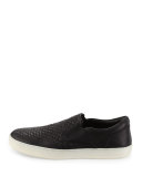 Baxter Woven Leather Slip-On Sneaker, Black