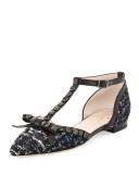 becca jeweled t-strap ballerina flat, blue/multi