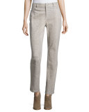 Sheri Python-Print Skinny Pants, Light Brown