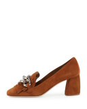 Suede Kiltie 65mm Loafer Pump, Palissandro