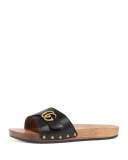 Sander Wood & Leather Clog w/GG, Black