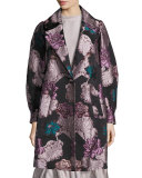 One-Button Floral Brocade Topper, Multi