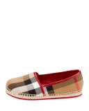 Peckfield Check Canvas Espadrille, Berry Pink/Natural, Toddler
