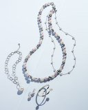 Silver Pearl-Station Long Necklace