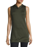 Twist-Back Hooded Athletic Tank Top, Army